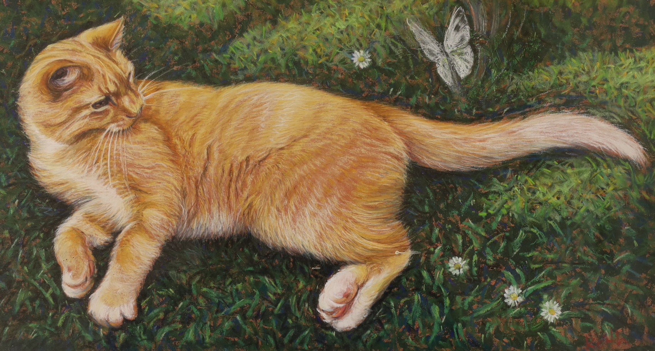 Keith R. Fowles, pastel, ‘Great White’, signed with label verso, 24 x 44cm